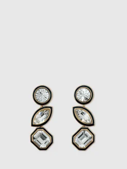 Reiss Gold Crista Crystal Drop Earrings