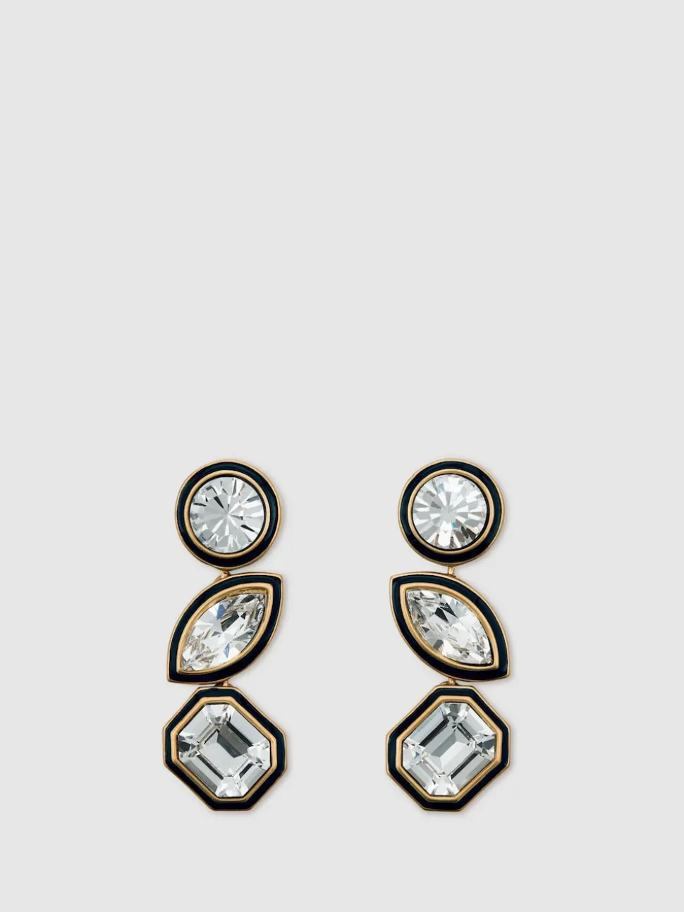 Reiss Gold Crista Crystal Drop Earrings