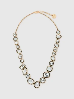 Reiss Gold Cristiana Geometric Crystal Necklace