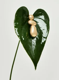 Reiss Gold Dinah Tone Dome Drop Earrings