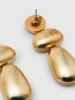 Reiss Gold Dinah Tone Dome Drop Earrings