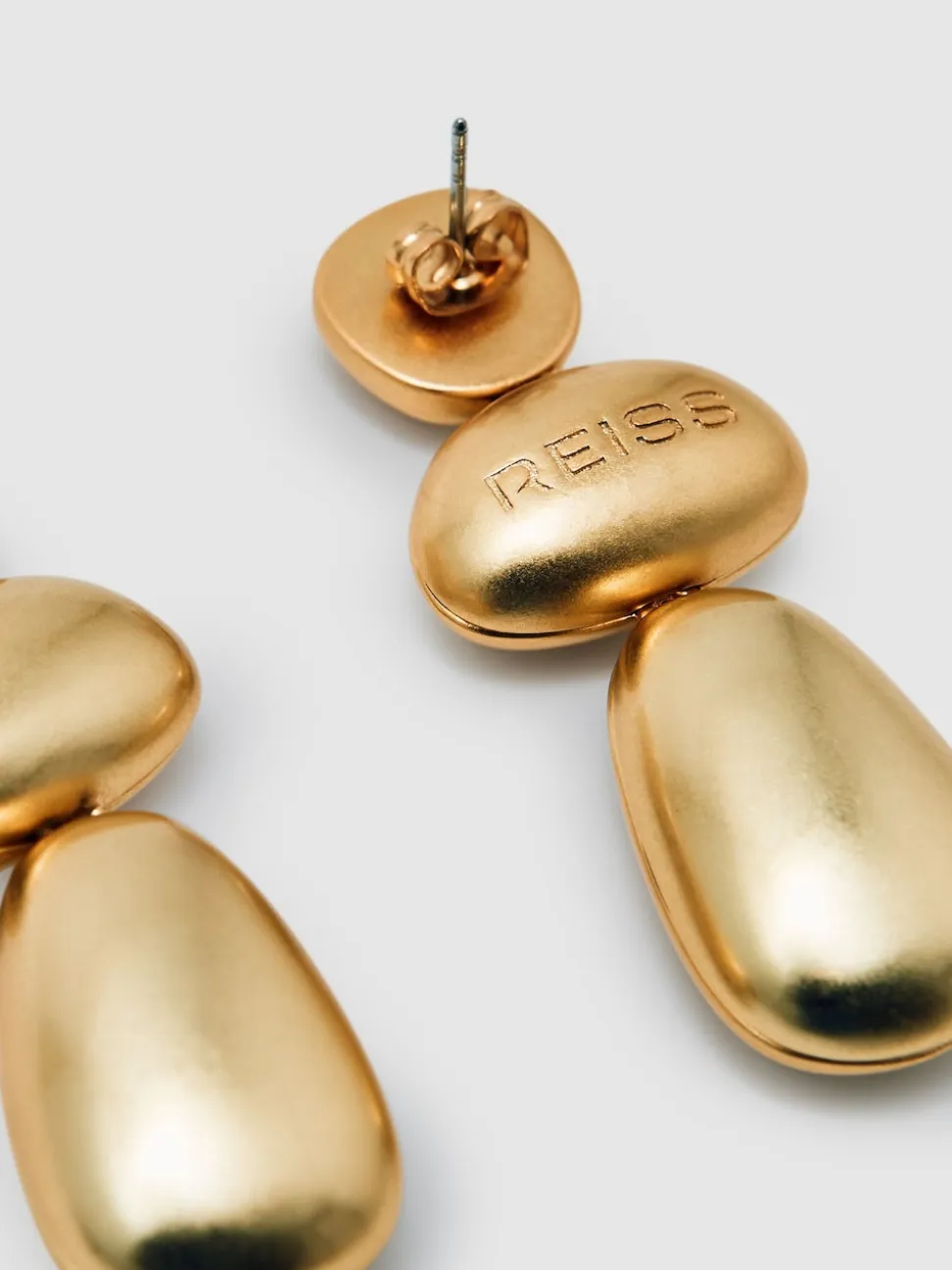 Reiss Gold Dinah Tone Dome Drop Earrings