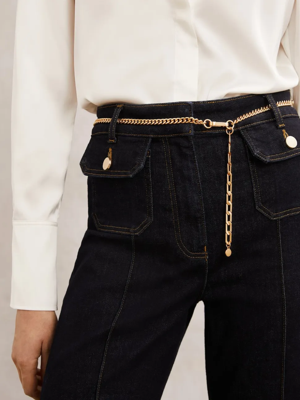 Reiss Gold Georgia Chain-Link Belt