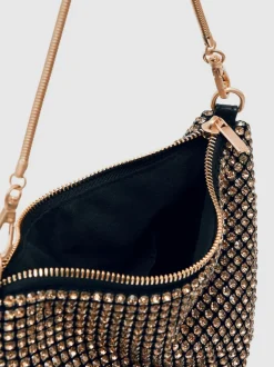 Reiss Gold Leah Crystal Bracelet Pouch Bag