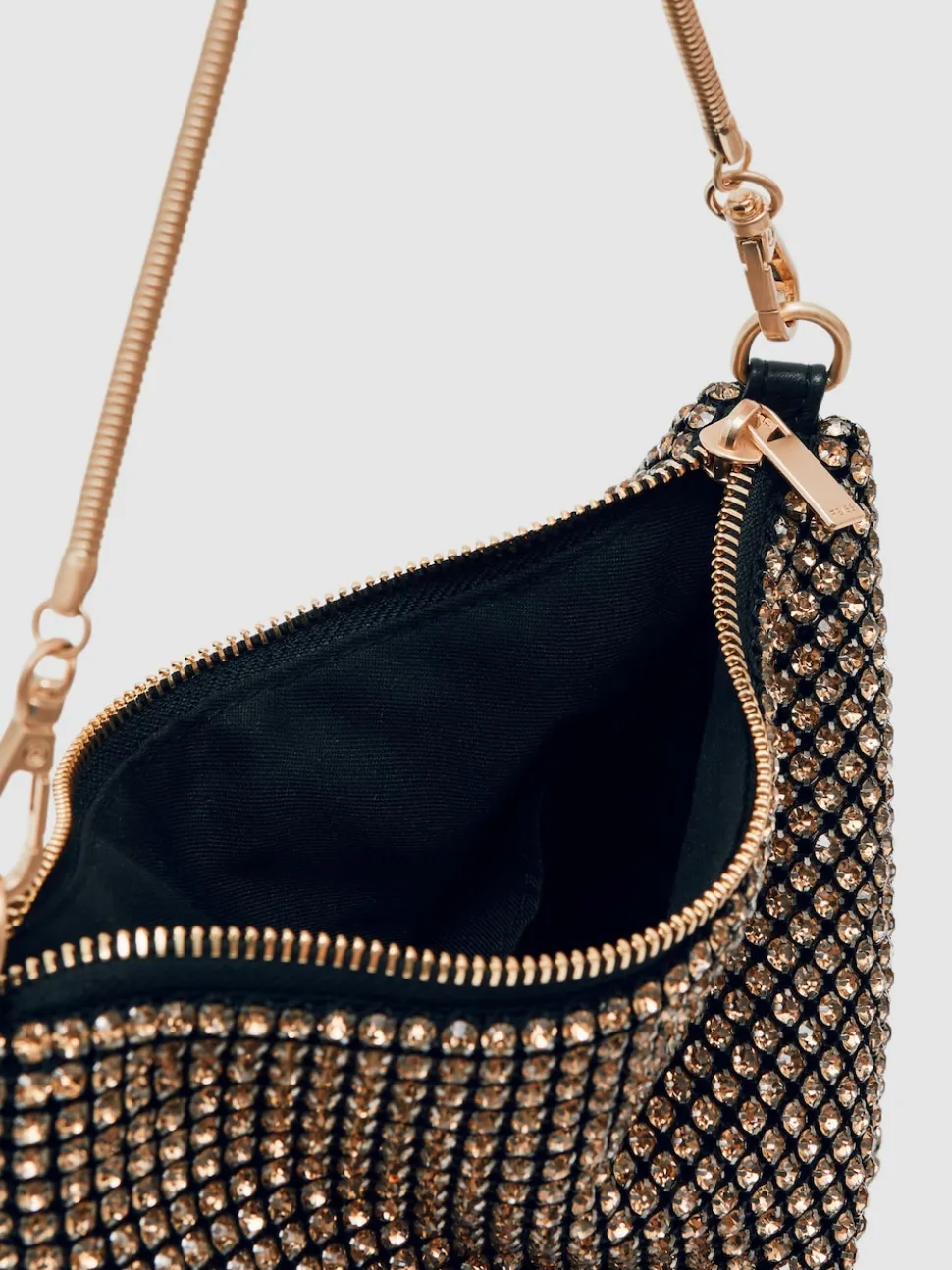 Reiss Gold Leah Crystal Bracelet Pouch Bag