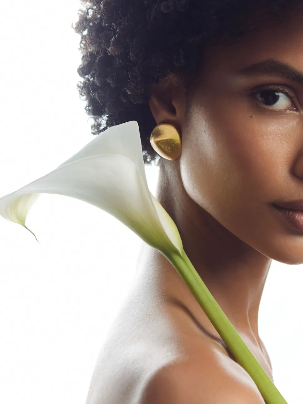Reiss Gold Pernilla Tone Textured Pebble Earrings