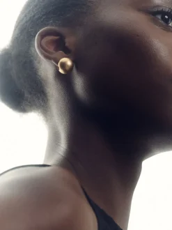 Reiss Gold Pollie Polished Ball Huggie Earrings
