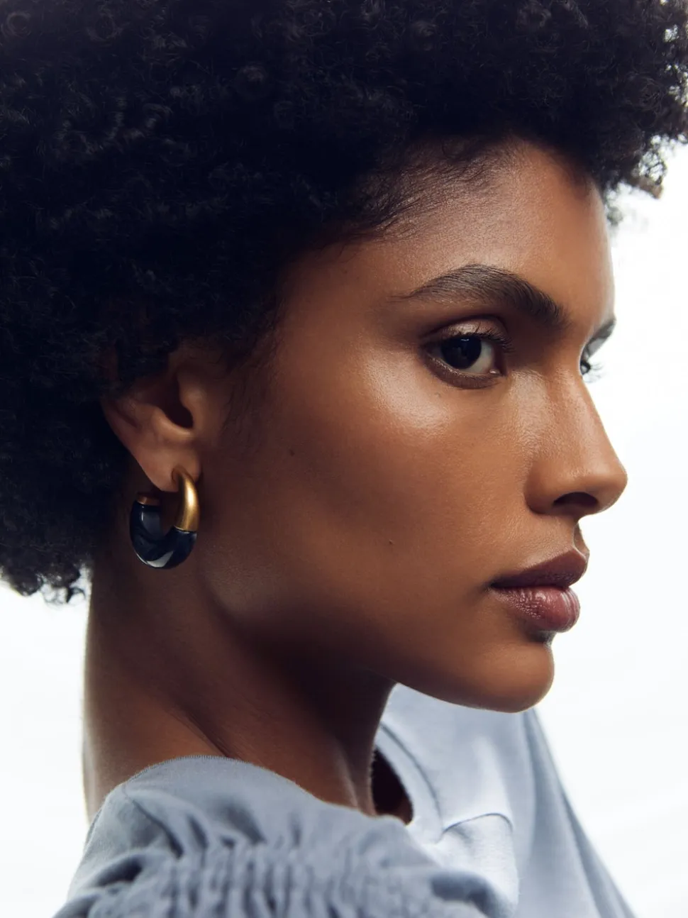 Reiss Gold Samira Tone Scoop Enamel Hoop Earrings