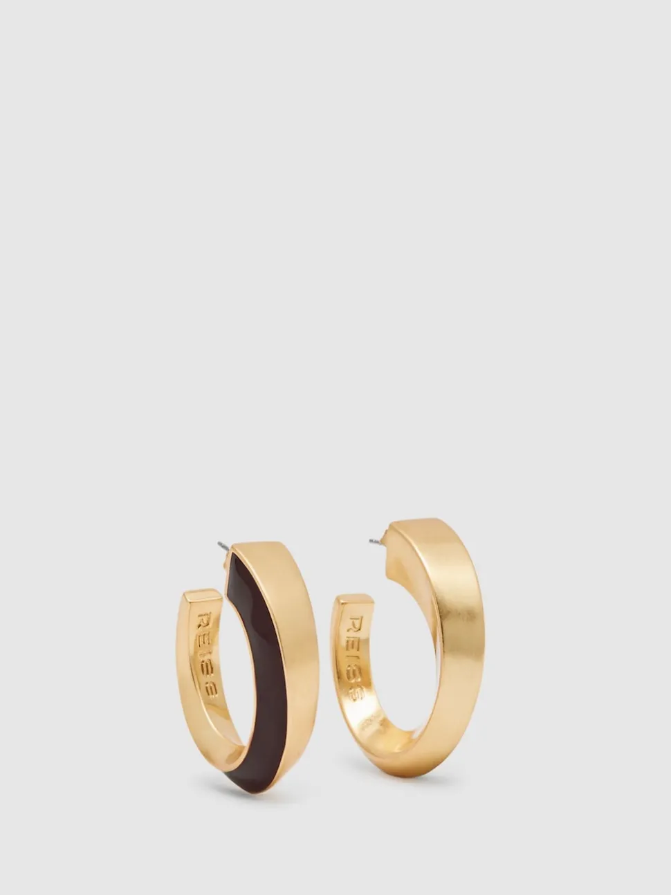 Reiss Gold Thalia Tone Twist Enamel Hoop Earrings
