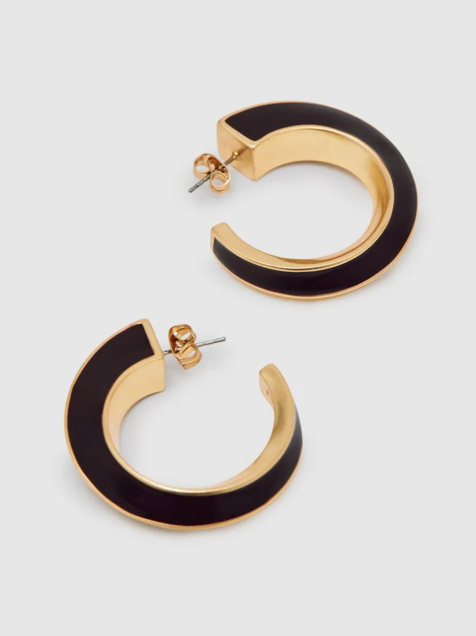 Reiss Gold Thalia Tone Twist Enamel Hoop Earrings