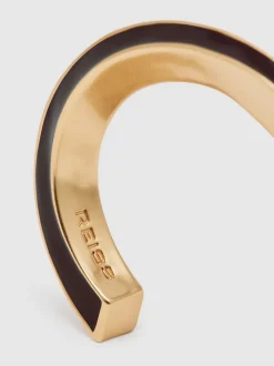 Reiss Gold Thea Tone Twist Enamel Cuff Bracelet