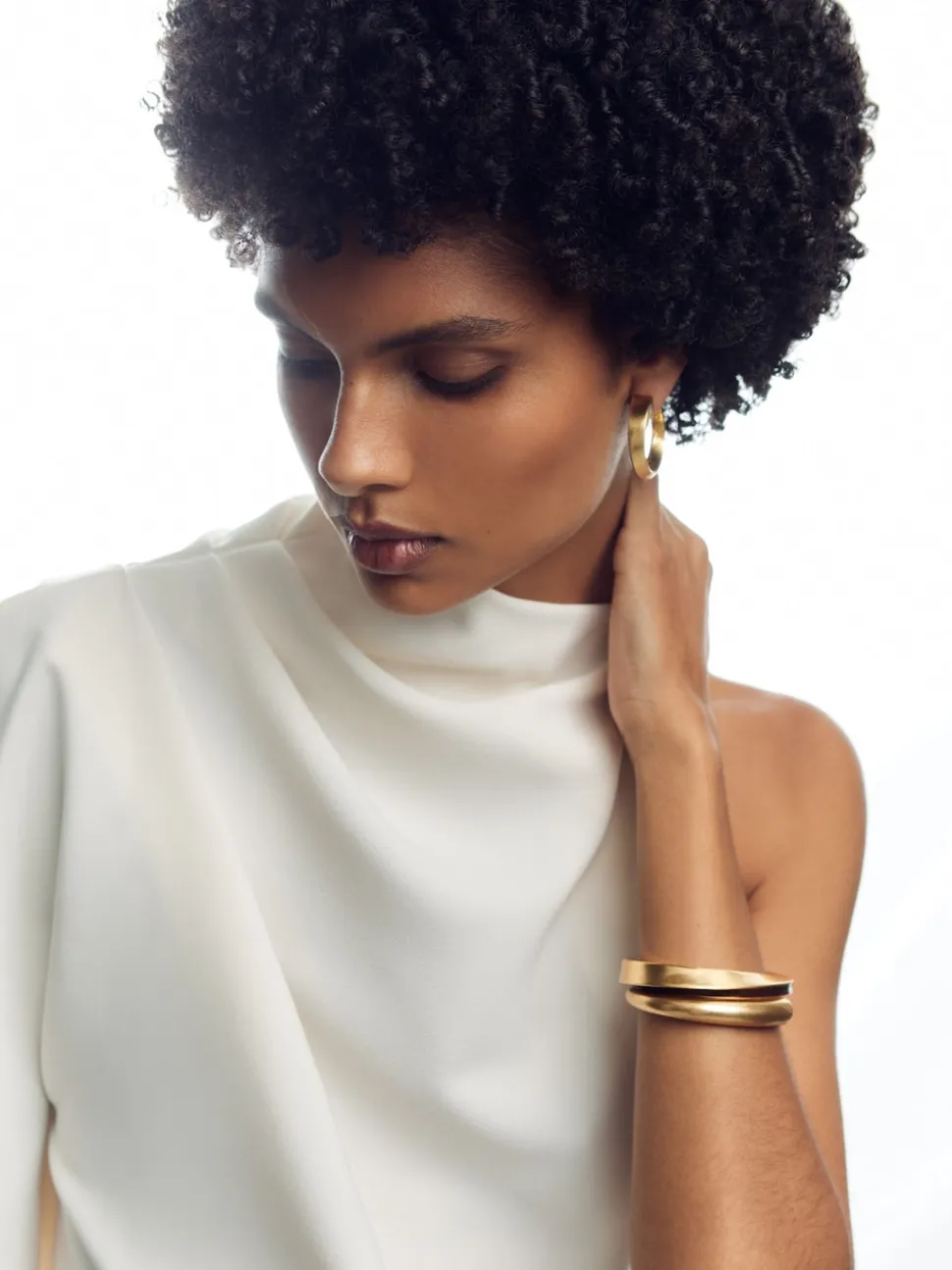 Reiss Gold Thea Tone Twist Enamel Cuff Bracelet