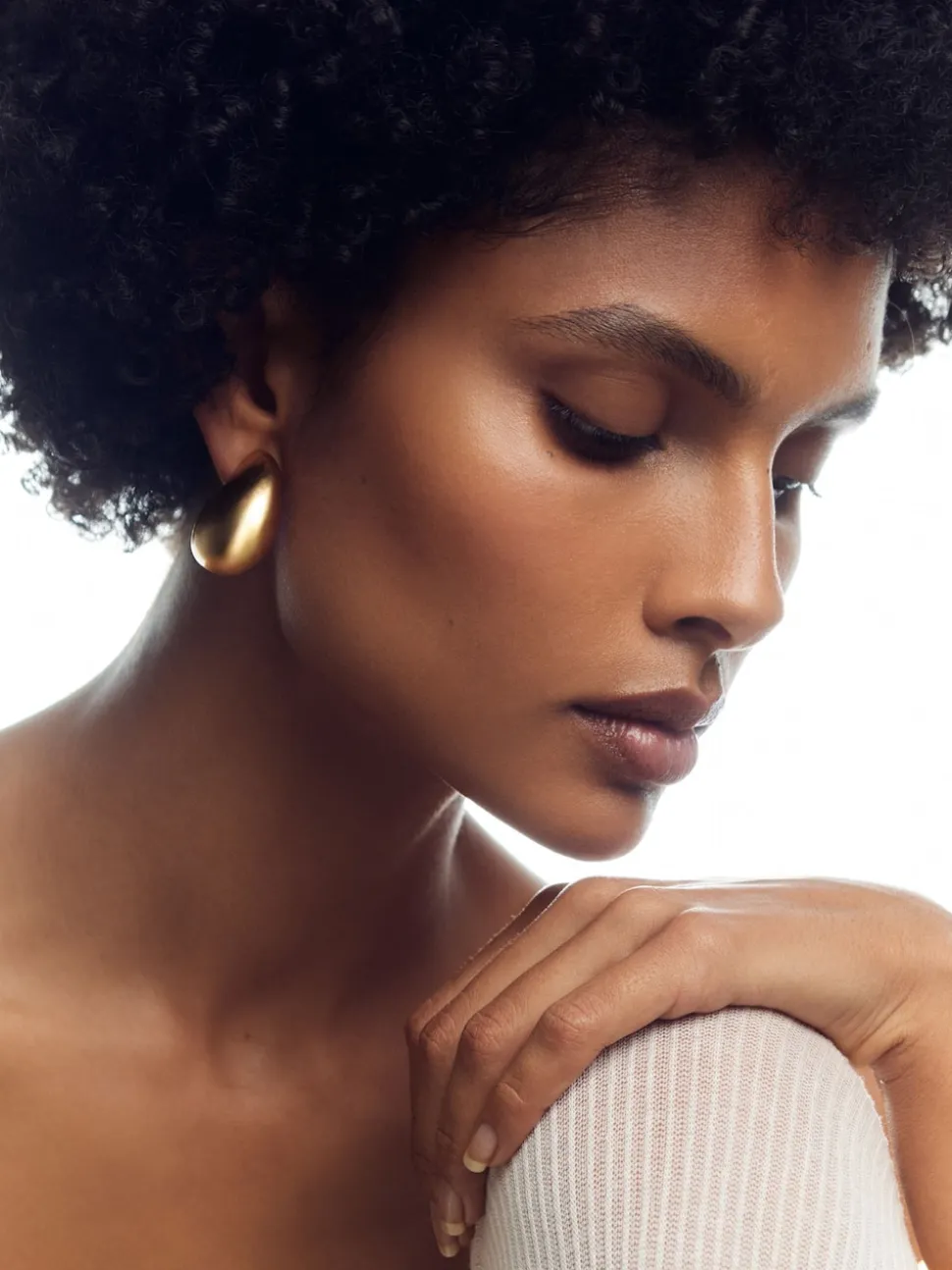 Reiss Gold Tone Calla Curve Scoop Earrings