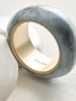 Reiss Gold Tone Ciara Curve Marble Bangle