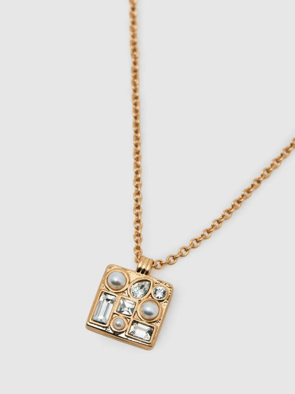 Reiss Gold Zoe Tone Square Pendant Necklace