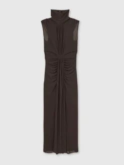 Reiss Grape Daniella Ruched Sleeveless Maxi Dress