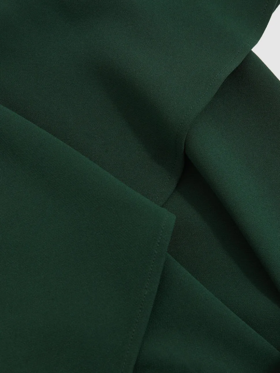 Reiss Green Gabriella Ruffled Slash-Detail Maxi Dress