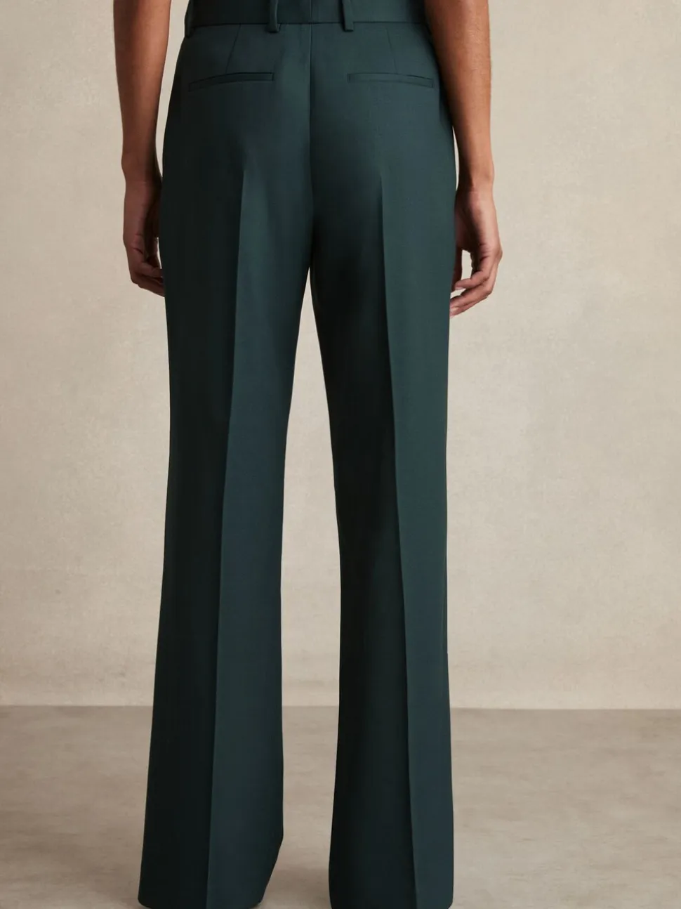 Reiss Green Jade Wool-Blend Wide-Leg Suit Trousers