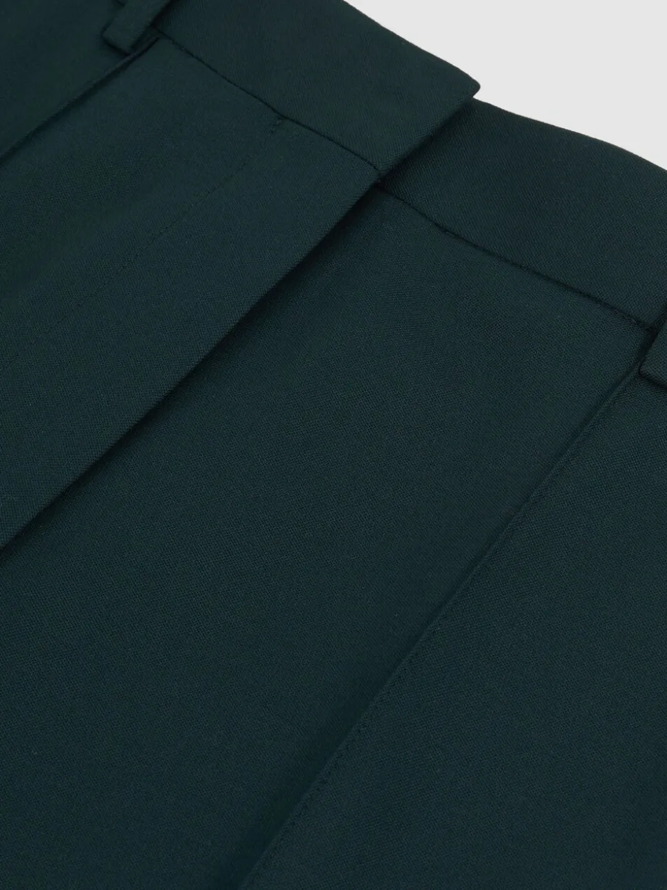 Reiss Green Jade Wool-Blend Wide-Leg Suit Trousers