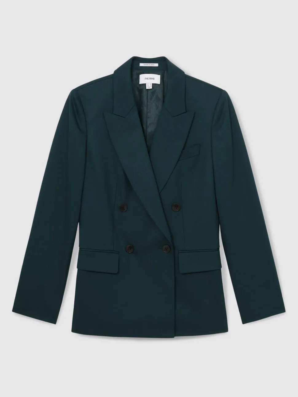 Reiss Green Jade Wool-Blend Double-Breasted Suit Blazer