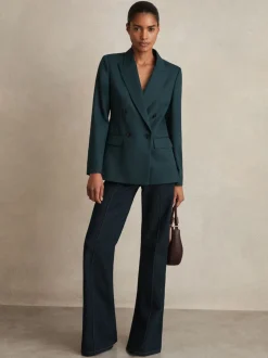 Reiss Green Jade Wool-Blend Double-Breasted Suit Blazer