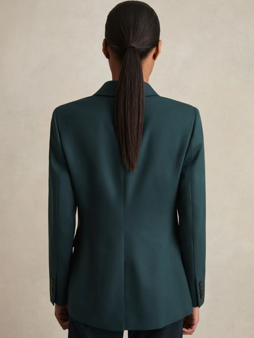 Reiss Green Jade Wool-Blend Double-Breasted Suit Blazer