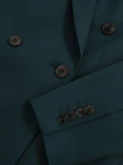 Reiss Green Jade Wool-Blend Double-Breasted Suit Blazer