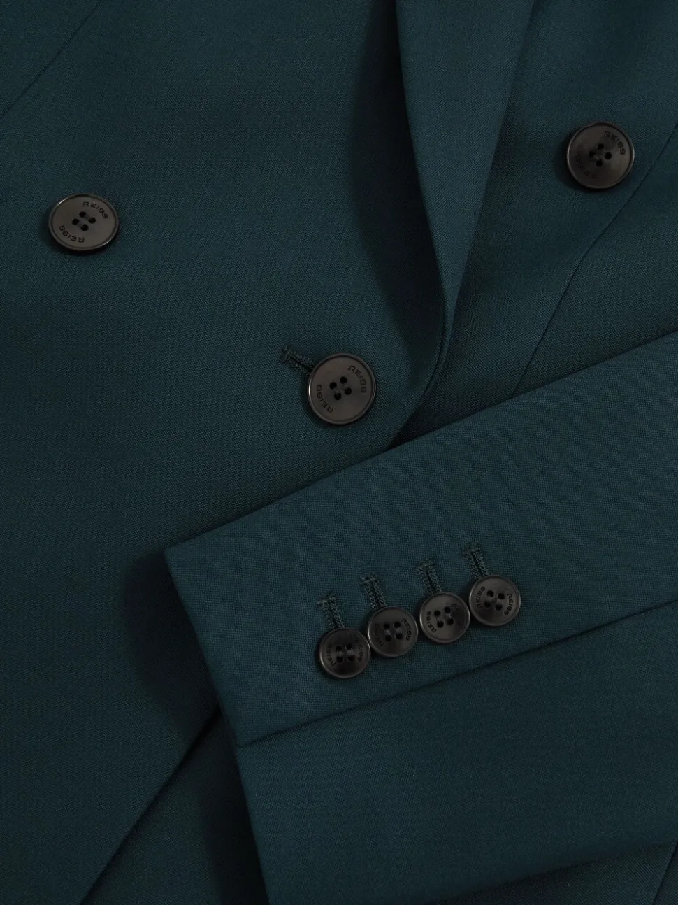 Reiss Green Jade Wool-Blend Double-Breasted Suit Blazer