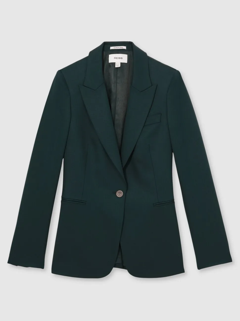 Reiss Green Jade Wool-Blend Single-Breasted Suit Blazer