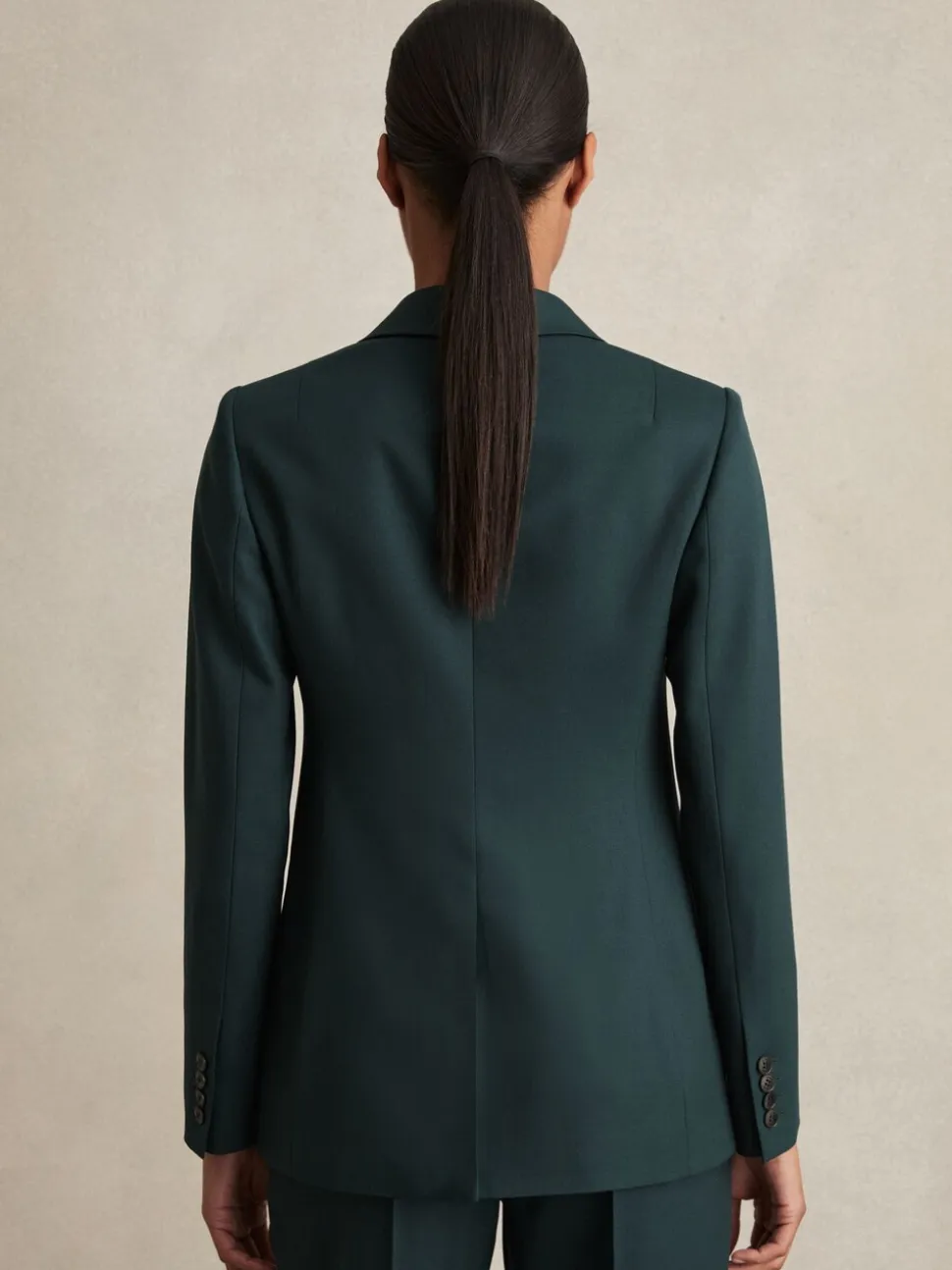 Reiss Green Jade Wool-Blend Single-Breasted Suit Blazer