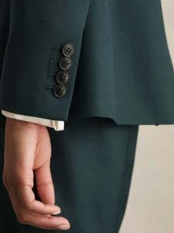 Reiss Green Jade Wool-Blend Single-Breasted Suit Blazer