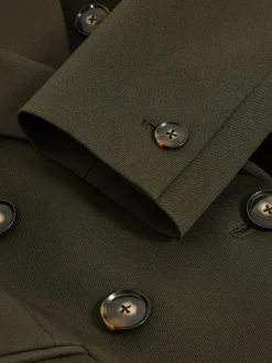 Reiss Green Priya Twill Double-Breasted Blazer