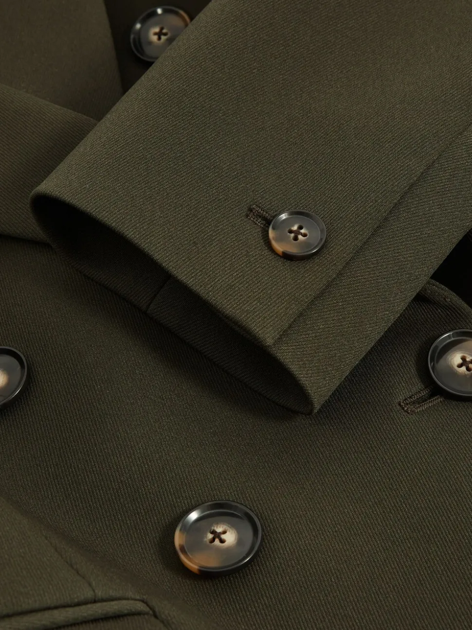 Reiss Green Priya Twill Double-Breasted Blazer