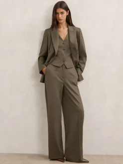 Reiss Green Solene Wool-Blend Tailored Waistcoat