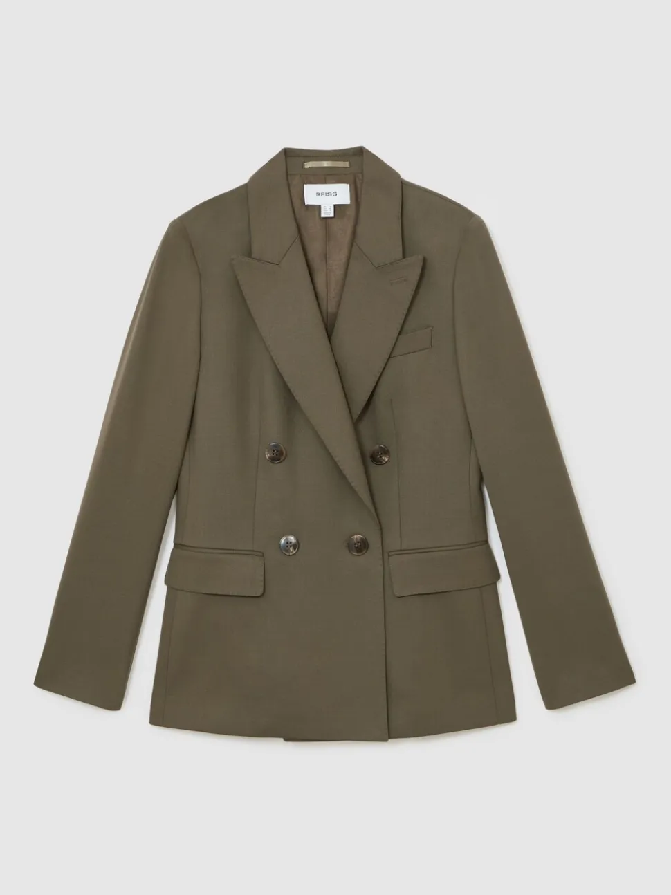 Reiss Green Solene Wool-Blend Double-Breasted Suit Blazer