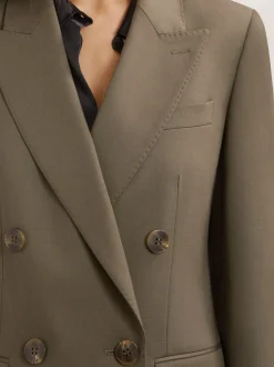 Reiss Green Solene Wool-Blend Double-Breasted Suit Blazer