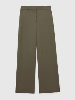 Reiss Green Solene Wool-Blend Wide-Leg Suit Trousers