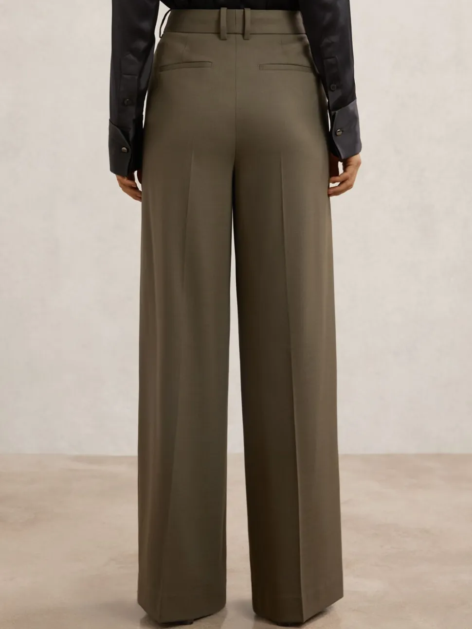 Reiss Green Solene Wool-Blend Wide-Leg Suit Trousers