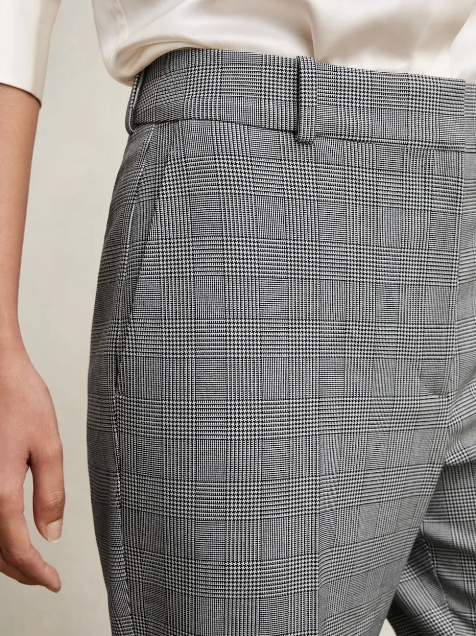 Reiss Grey Brooklyn Check Slim-Fit Suit Trousers