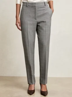 Reiss Grey Brooklyn Check Slim-Fit Suit Trousers