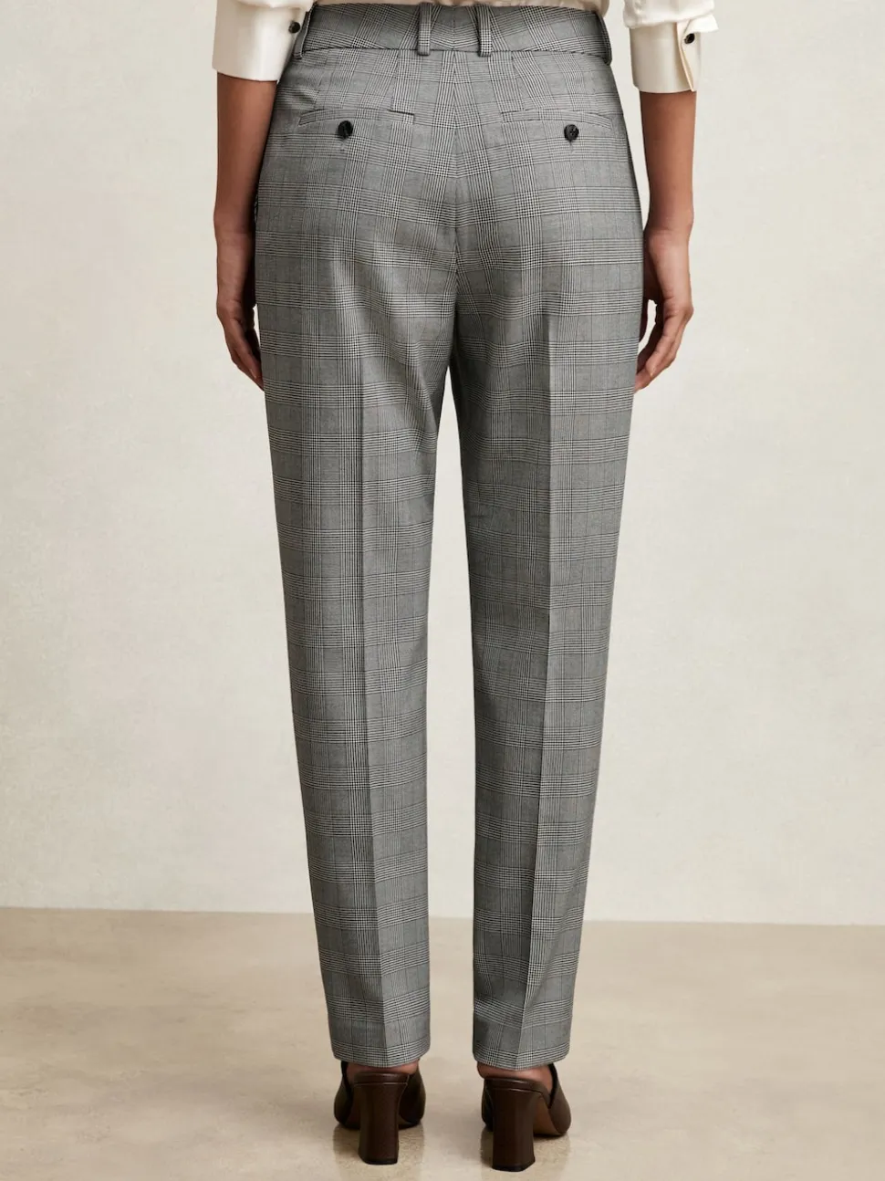Reiss Grey Brooklyn Check Slim-Fit Suit Trousers