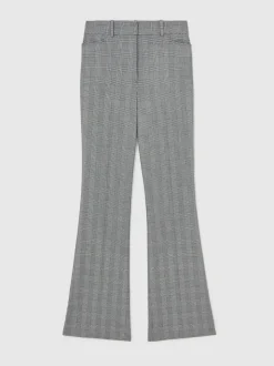 Reiss Grey Brooklyn Check Flared Suit Trousers
