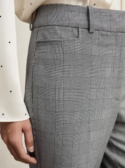 Reiss Grey Brooklyn Check Flared Suit Trousers