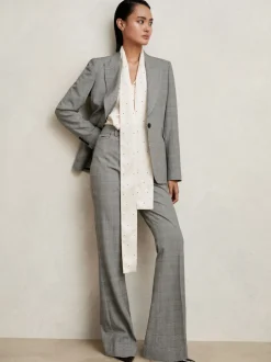 Reiss Grey Brooklyn Single-Breasted Check Suit Blazer