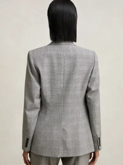 Reiss Grey Brooklyn Single-Breasted Check Suit Blazer