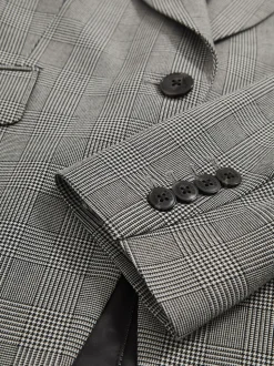 Reiss Grey Brooklyn Single-Breasted Check Suit Blazer
