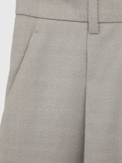 Reiss Grey Harper Wool-Blend Wide-Leg Suit Trousers