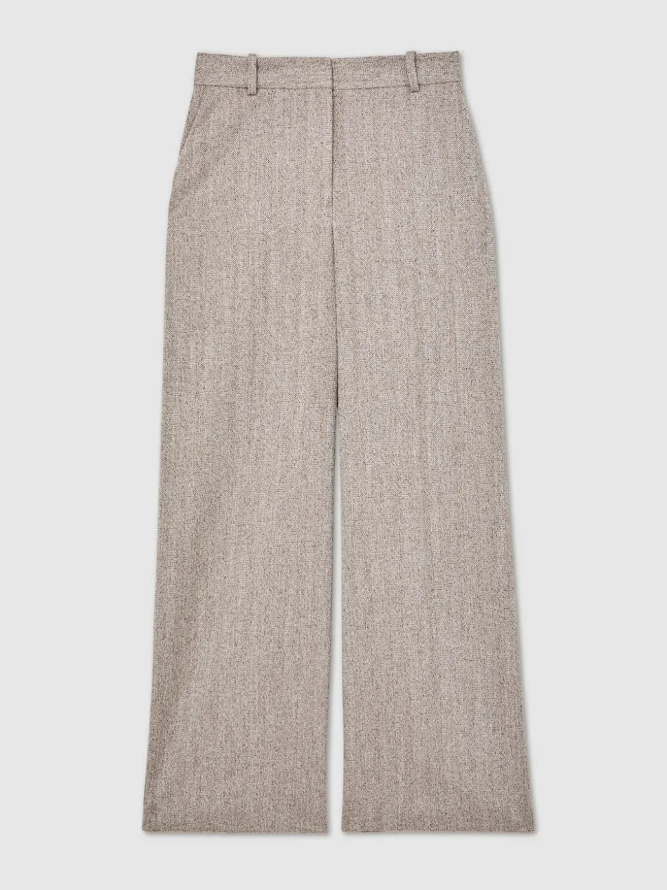 Reiss Grey Isla Petite Wide-Leg Textured Tailored Trousers