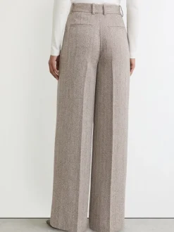 Reiss Grey Isla Petite Wide-Leg Textured Tailored Trousers
