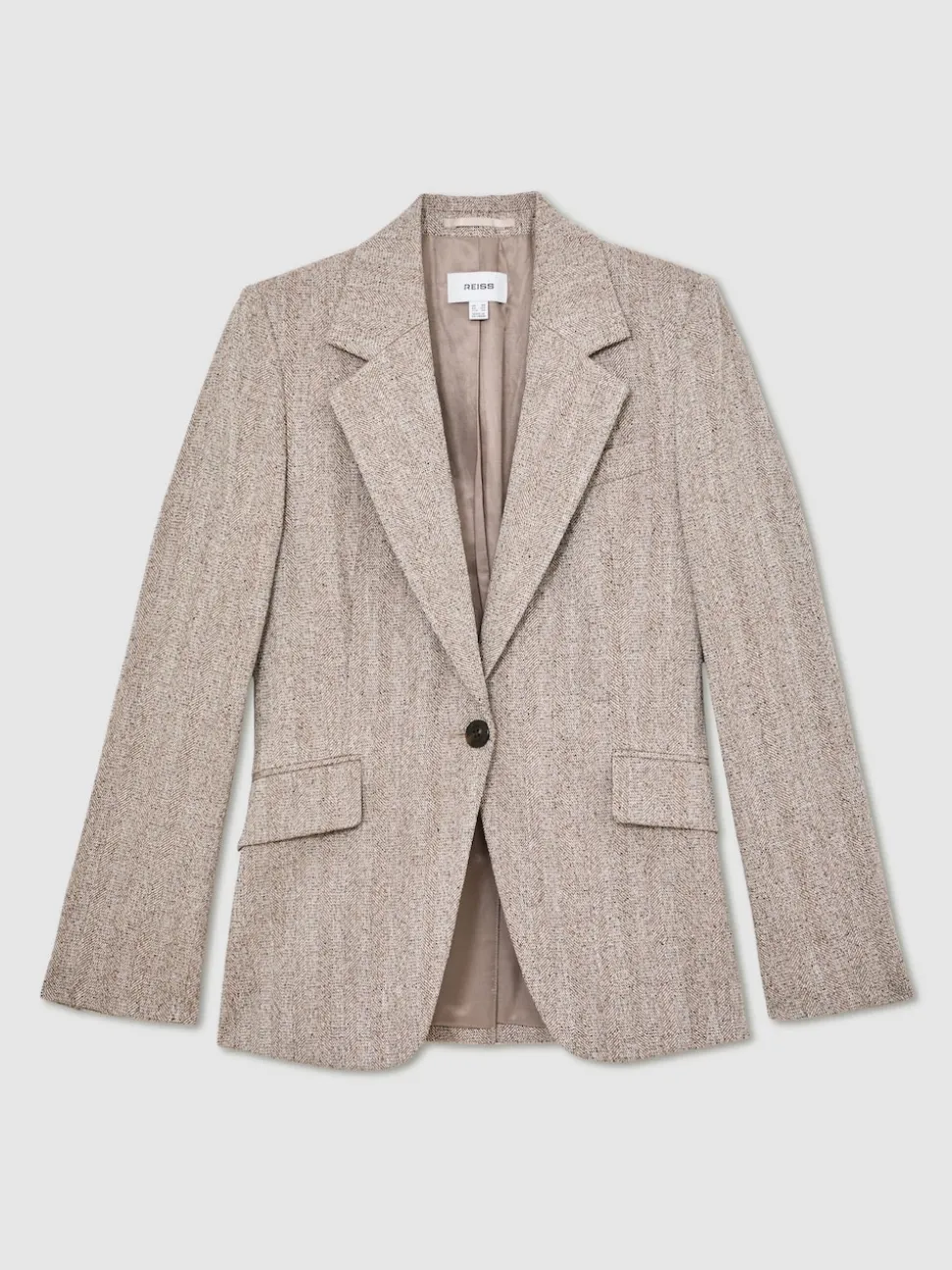 Reiss Grey Isla Single-Breasted Textured Blazer